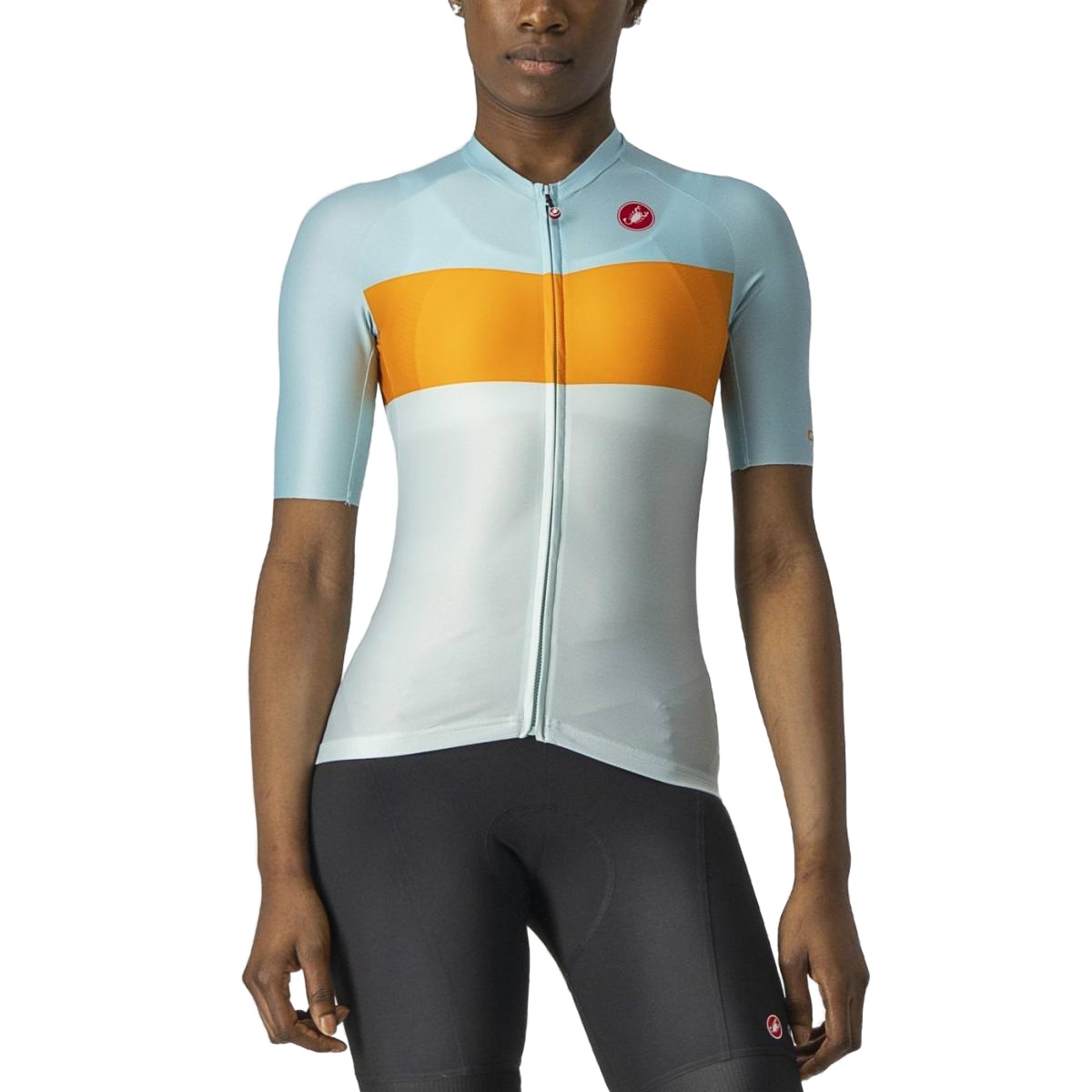 Tricou ciclism dama Castelli Aero Pro-Bleu/Portocaliu-L