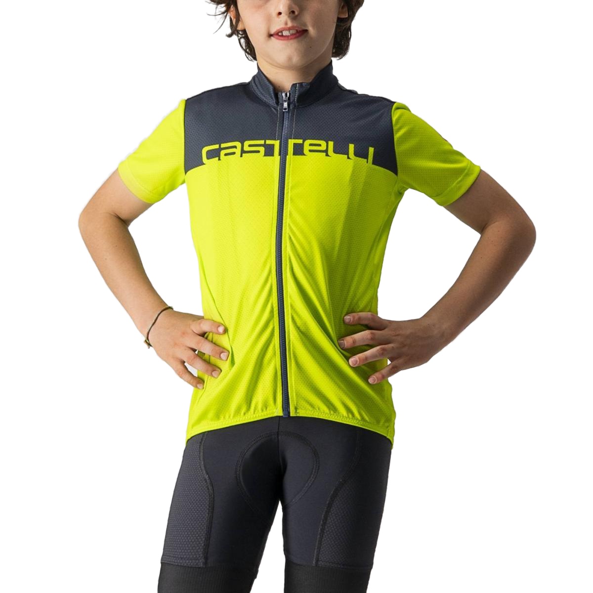 Tricou ciclism copii Castelli Neo Prologo-Bleumarin/Lime-4 ani