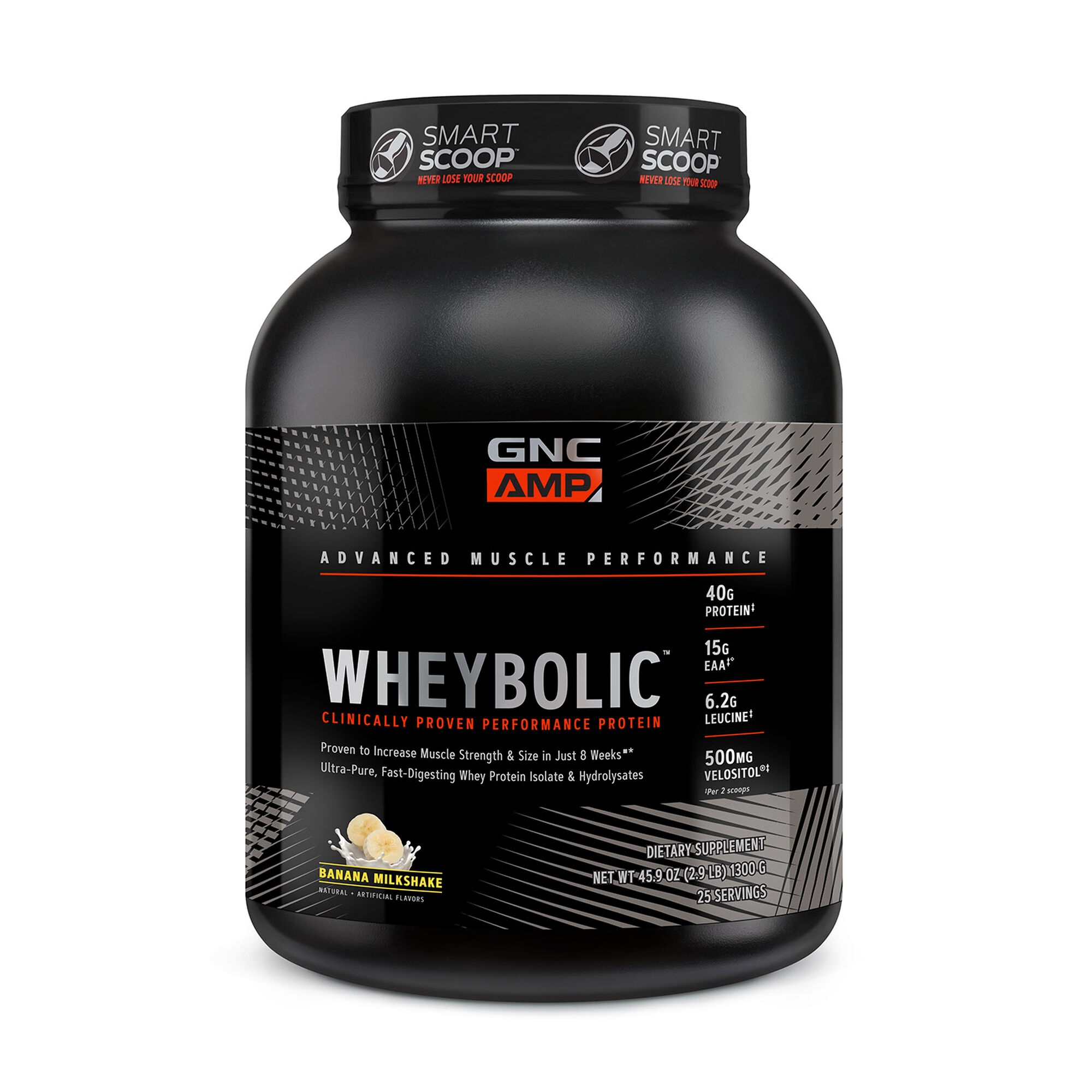 Proteina din zer GNC Amp Wheybolic, Cu Aroma De Milkshake De Banane, 1300 G