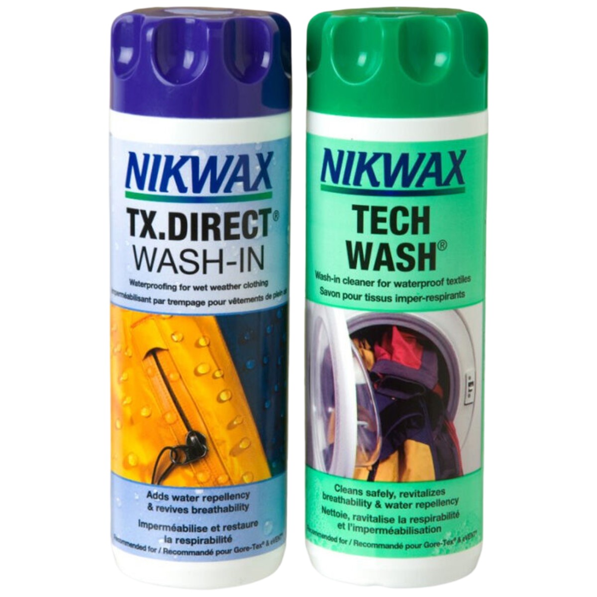 Set detergent si solutie pentru impermeabilizat imbracaminte Nikwax Tech Wash/Tx Direct 300 ml