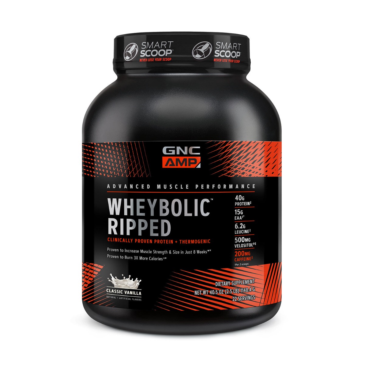 Proteina din zer GNC Amp Wheybolic Ripped, Cu Aroma De Vanilie, 1148.4 G
