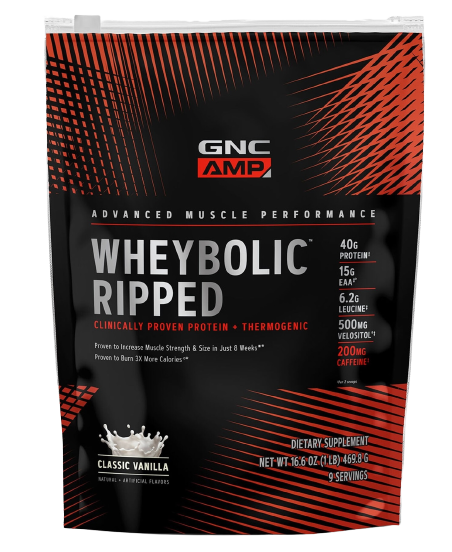 GNC AMP Wheybolic Ripped, proteina din zer, cu aroma de vanilie, 469.8 g