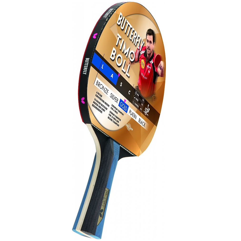 Paleta tenis de masa Butterfly Timo Boll Gold, maner concav