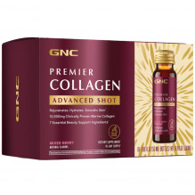 GNC Premier Collagen Advanced Shot, Formula Premium de Peptide de Colagen Hidrolizat Marin Lichid cu Aroma de Fructe de Padure, 10 x 50 ml