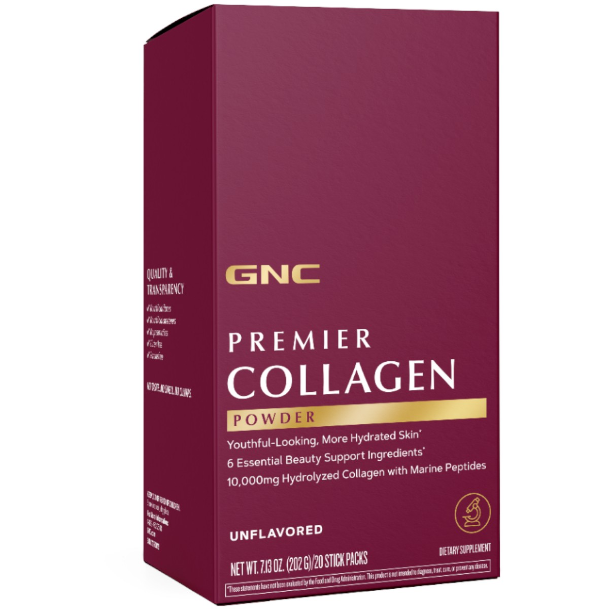GNC Premier Collagen Powder, Formula Premium de Peptide de Colagen Hidrolizat fara Aroma, 20 x 10.1 g