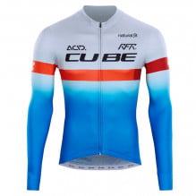 Tricou ciclism barbati Cube Teamline L/S-Bleumarin/Rosu-L