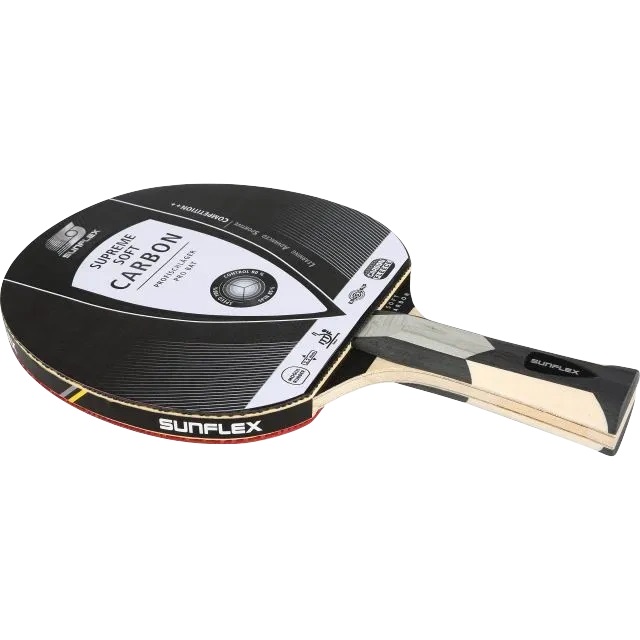 Paleta tenis de masa Sunflex Supreme Soft Carbon, maner concav, burete 2.2 mm