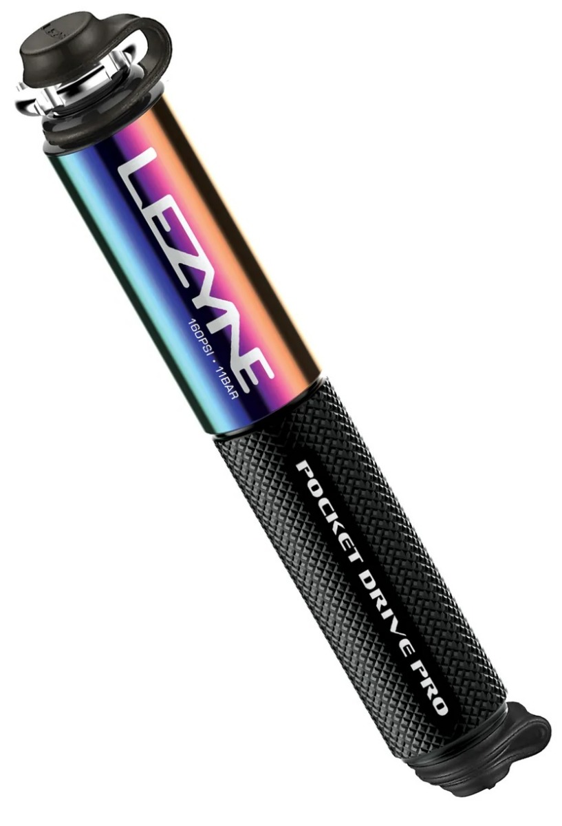 Minibomba Lezyne Pocket Drive Pro - Presión 180 PSI, Aluminio CNC, Súper Ligera (79g) - Para Bicicleta