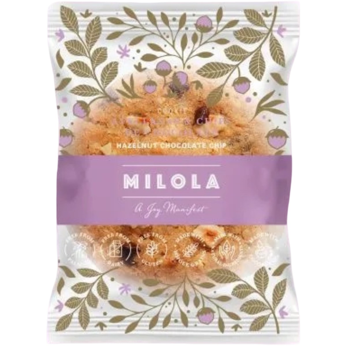 Biscuit cu alune de padure si bucati de ciocolata fara gluten, Milola, 50g