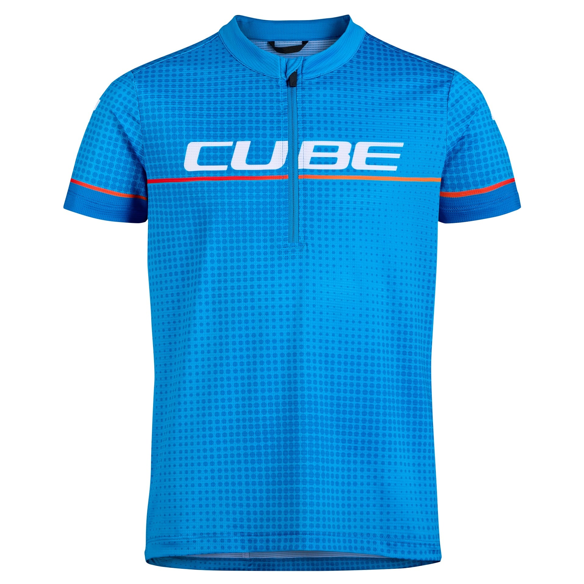 Tricou Cube Road/Xc Half Zip Rookie S/S White Blue/Red-M