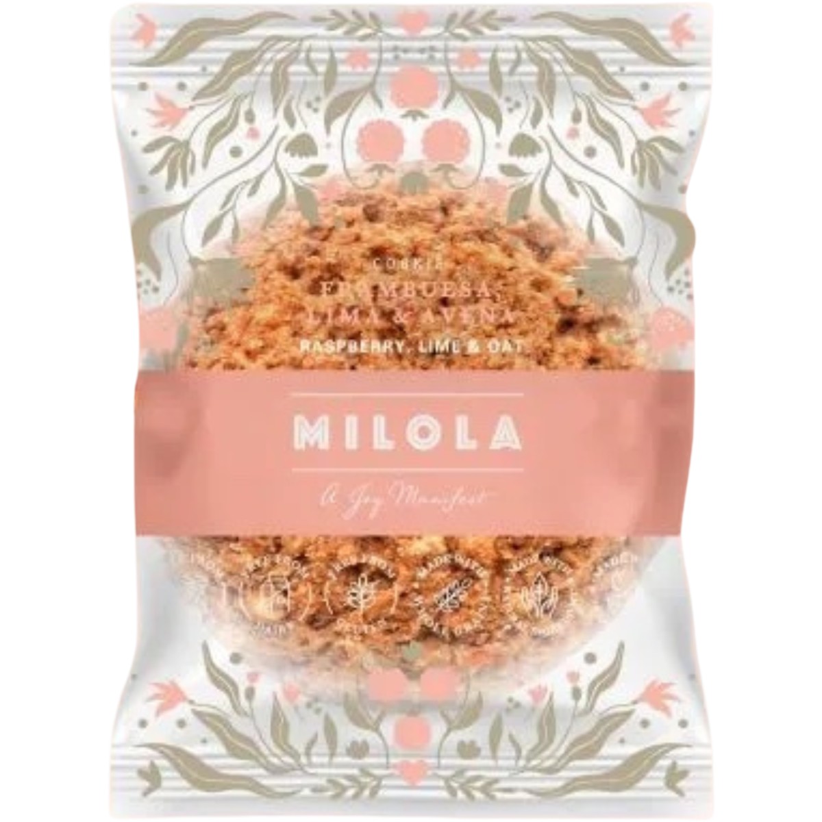 Biscuit cu ovaz, zmeura si lime, fara gluten, Milola, 50g