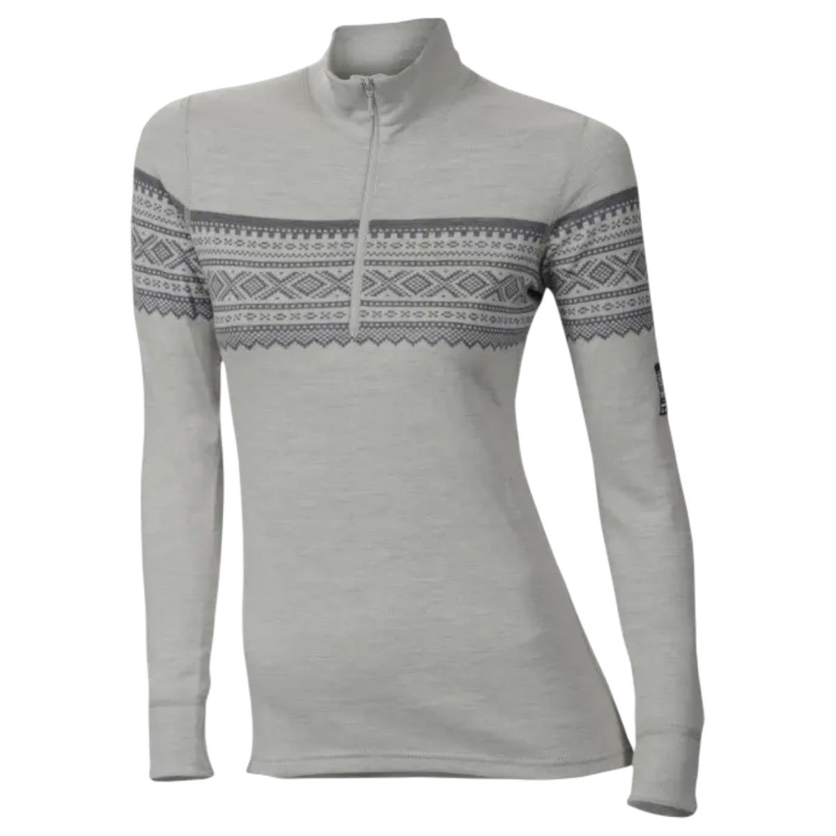 Pulover merino dama Aclima DesignWool Marius Mockneck-Gri Deschis-XS