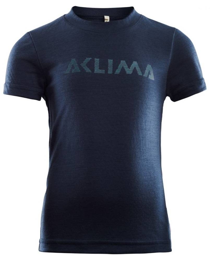 Tricou merino copii Aclima Lightwool Logo-Bleumarin-100