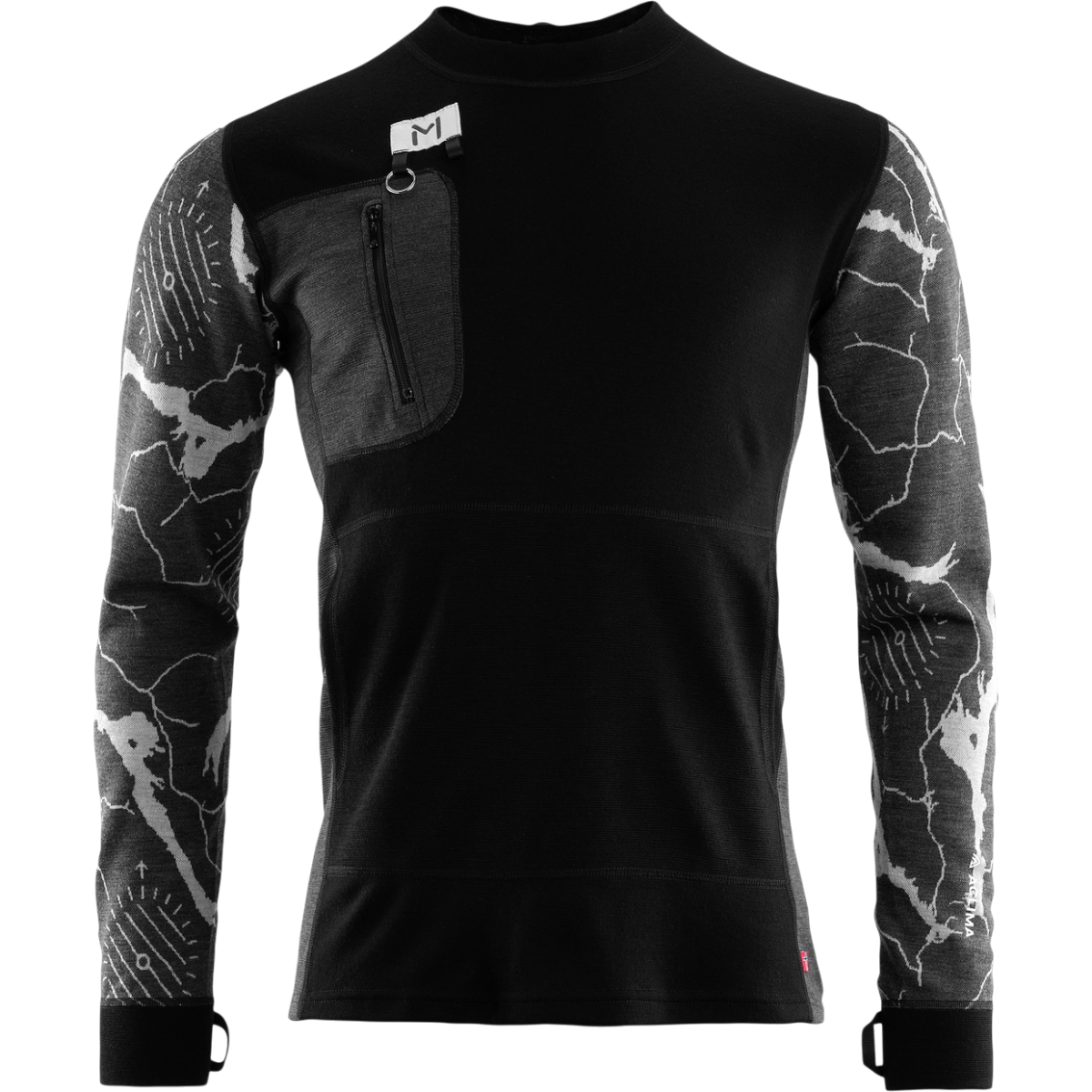 Bluza corp merino barbati Lars Monsen Femunden-Negru/Alb-S