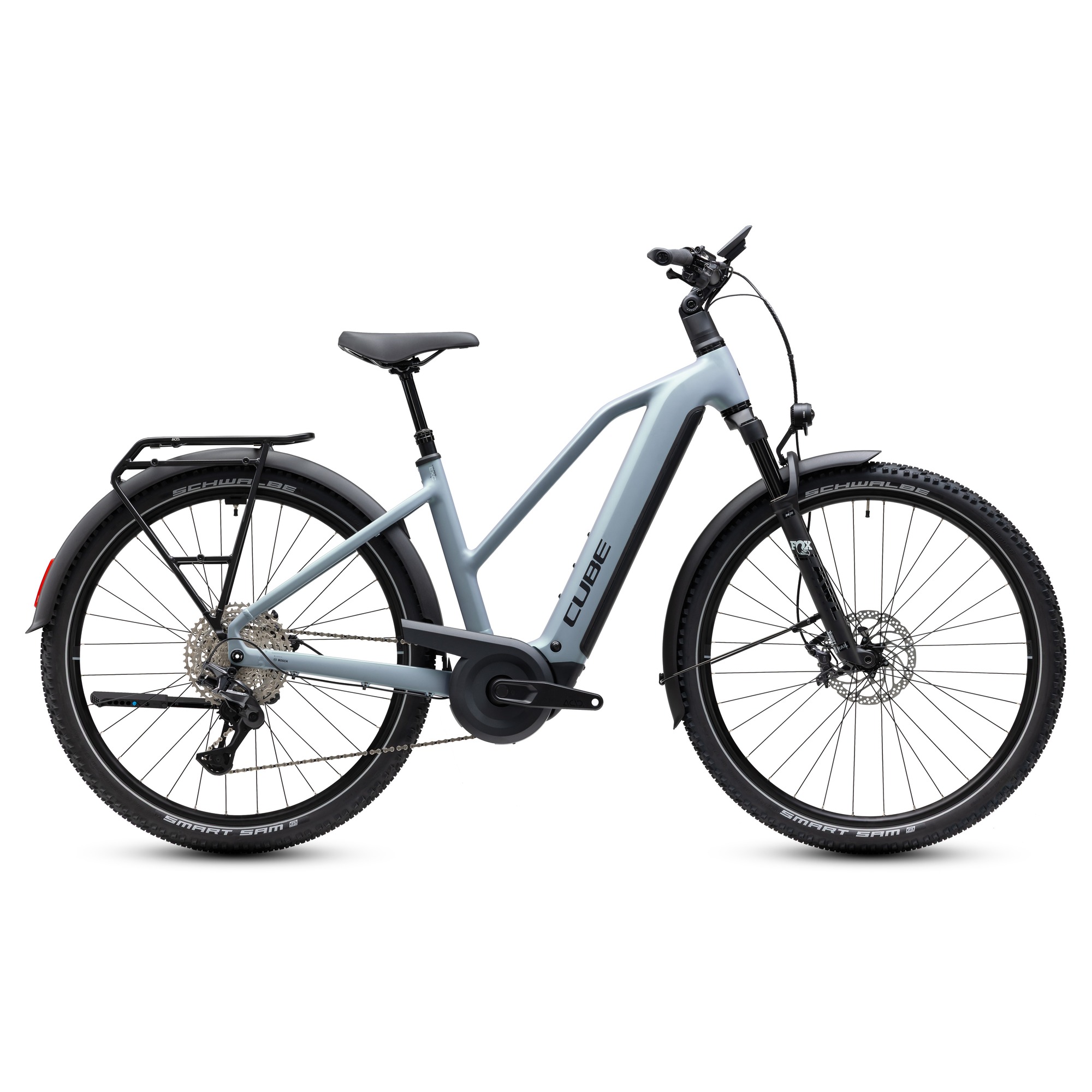 BICICLETA ELECTRICA CUBE NURIDE HYBRID EXC 800 TRAPEZE-Albastru deschis-46 cm