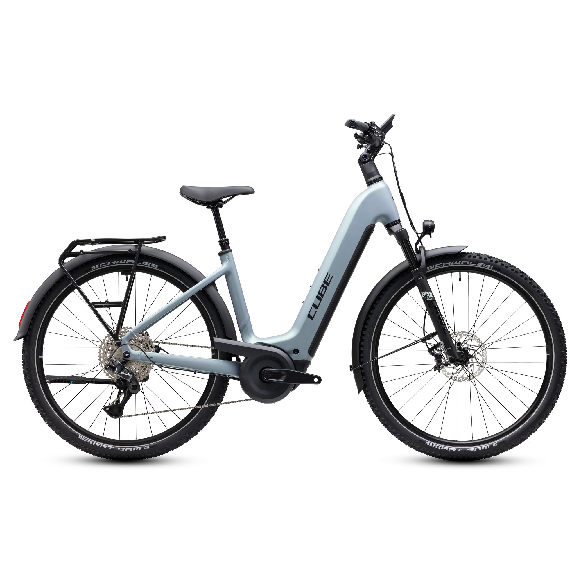 BICICLETA ELECTRICA CUBE NURIDE HYBRID EXC 800 EASY ENTRY-Albastru deschis-46 cm