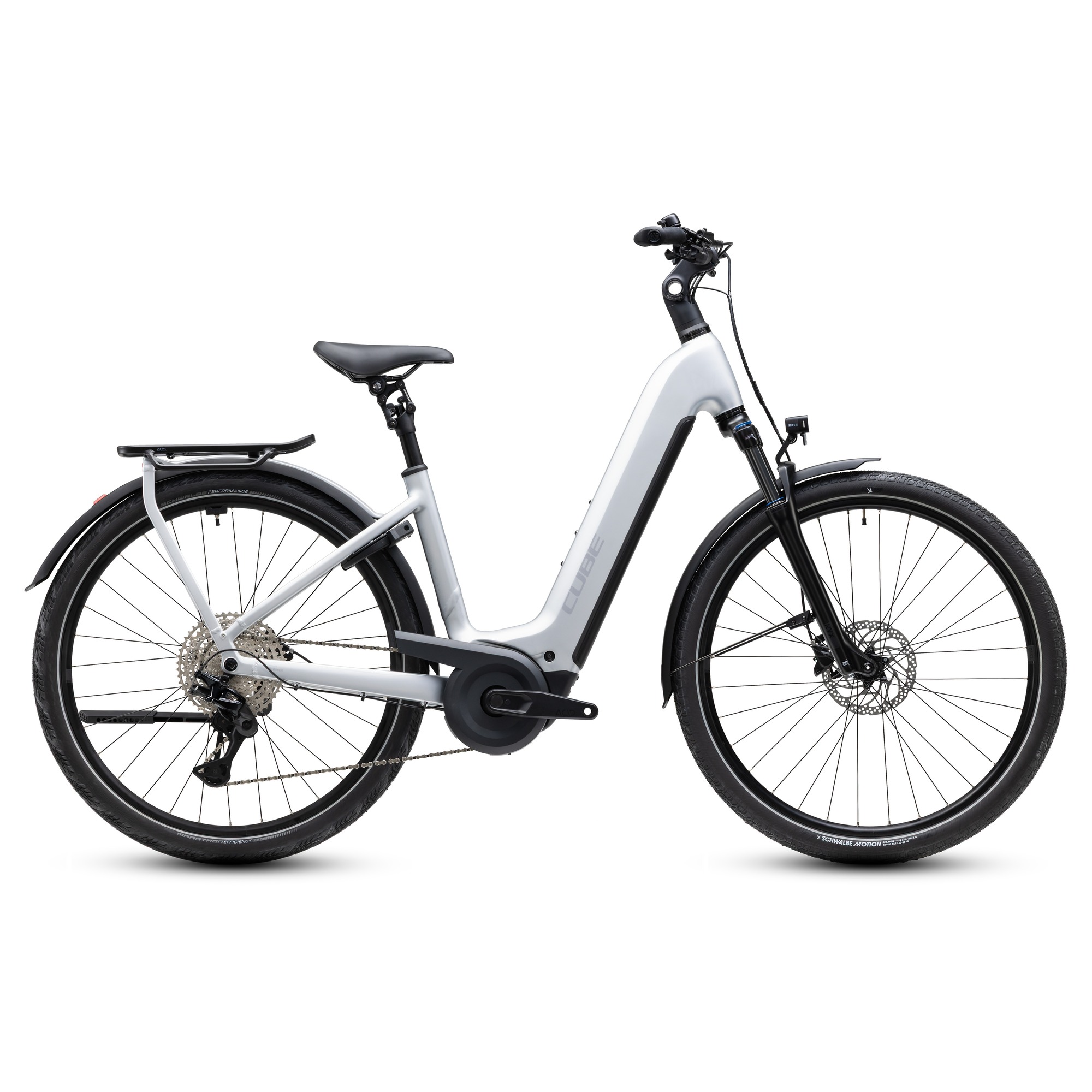 BICICLETA ELECTRICA CUBE KATHMANDU HYBRID ONE 800 EASY ENTRY-Argintiu-46 cm