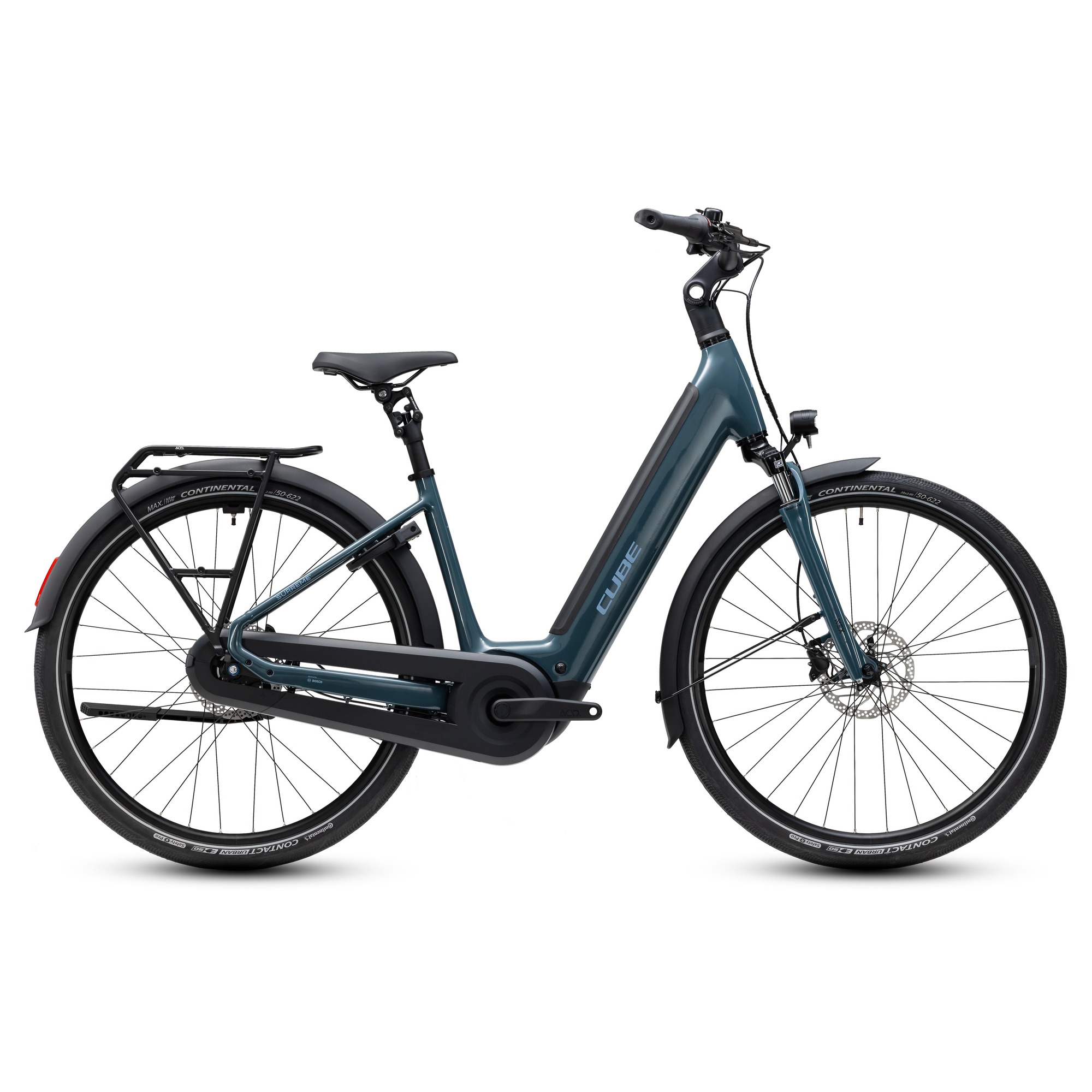 BICICLETA ELECTRICA CUBE SUPREME HYBRID COMFORT ONE 600 EASY ENTRY 26"-Gri Inchis-42 cm