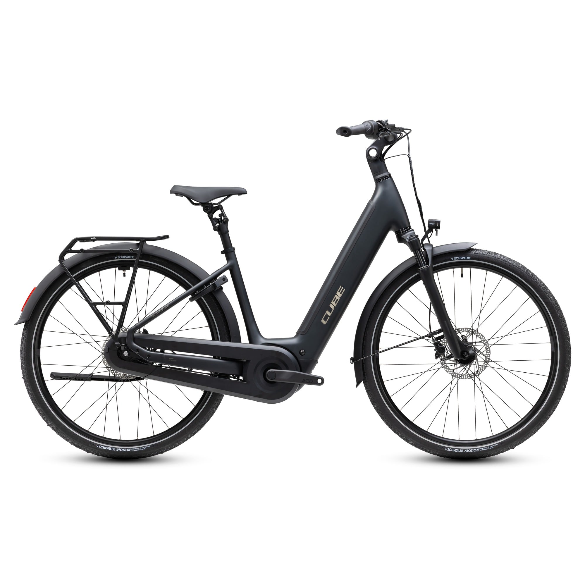 BICICLETA ELECTRICA CUBE SUPREME HYBRID COMFORT PRO 600 EASY ENTRY 26"-Negru Mat-42 cm