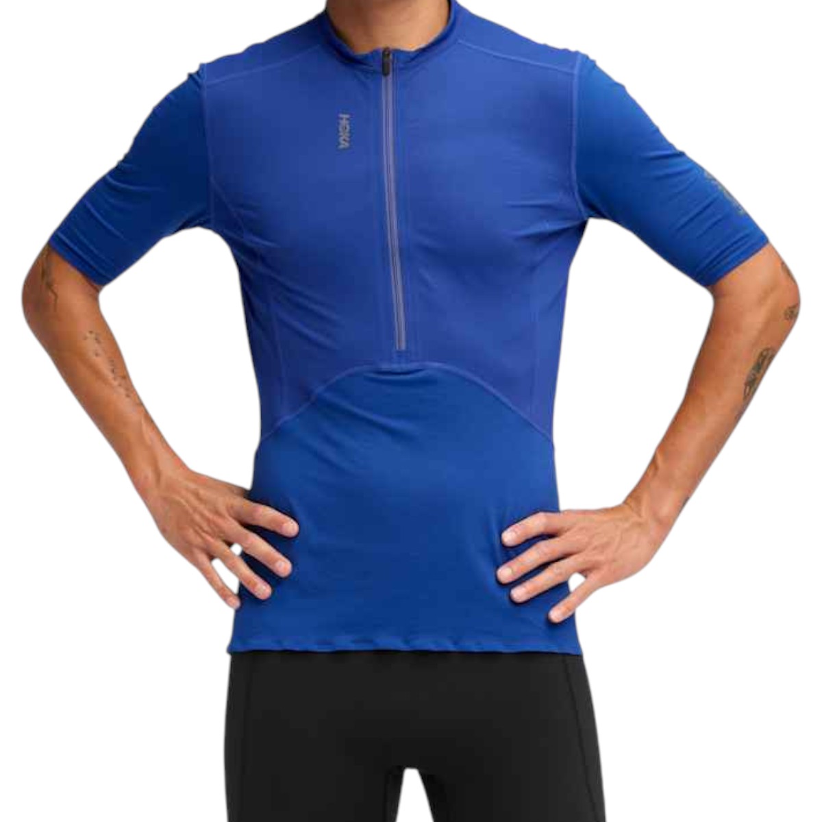 Tricou barbati Hoka Skybreeze Short Sleeve Zip FW 2025-Albastru-S