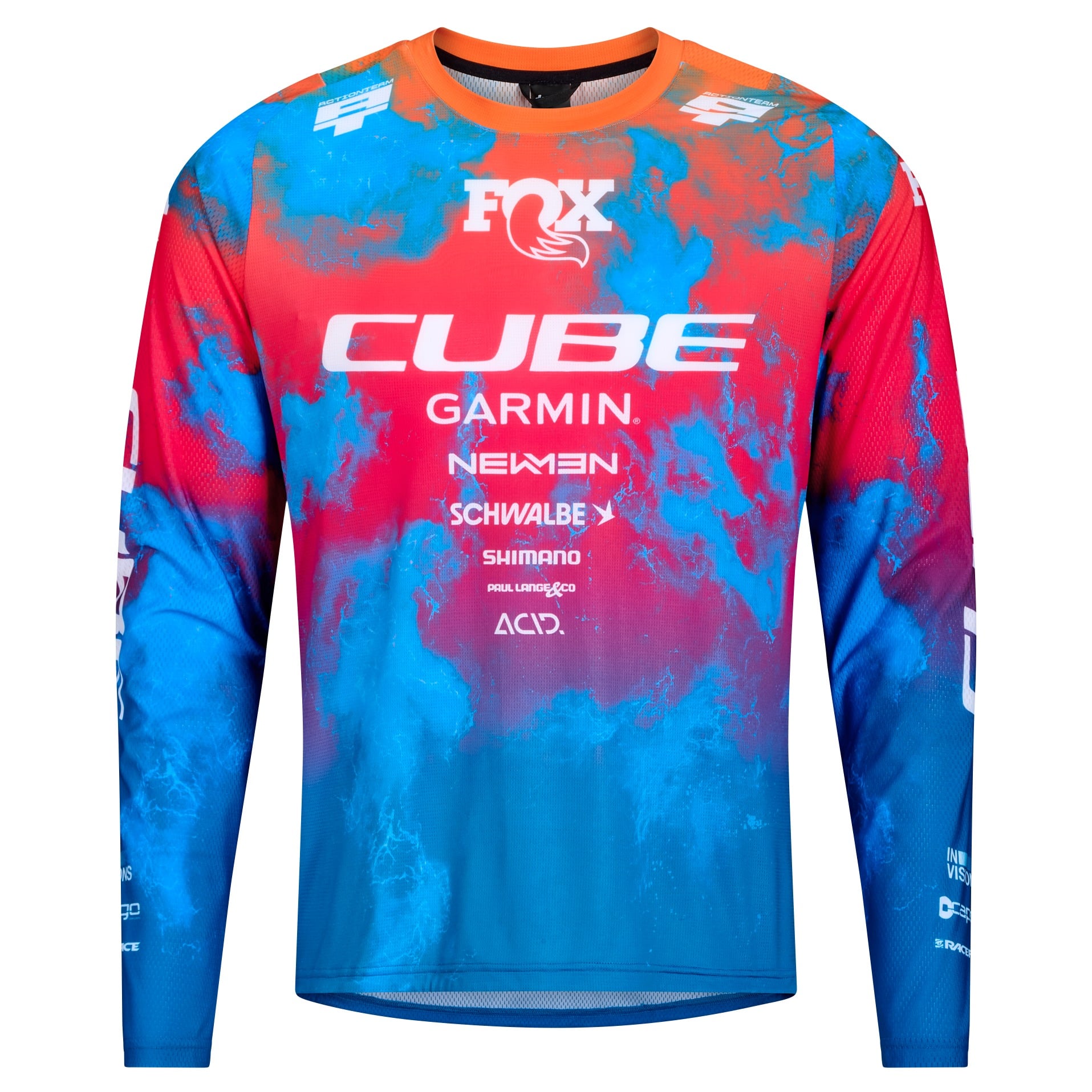 Tricou Cube Mtb Jersey X Actionteam L/S Blue/Green-XS
