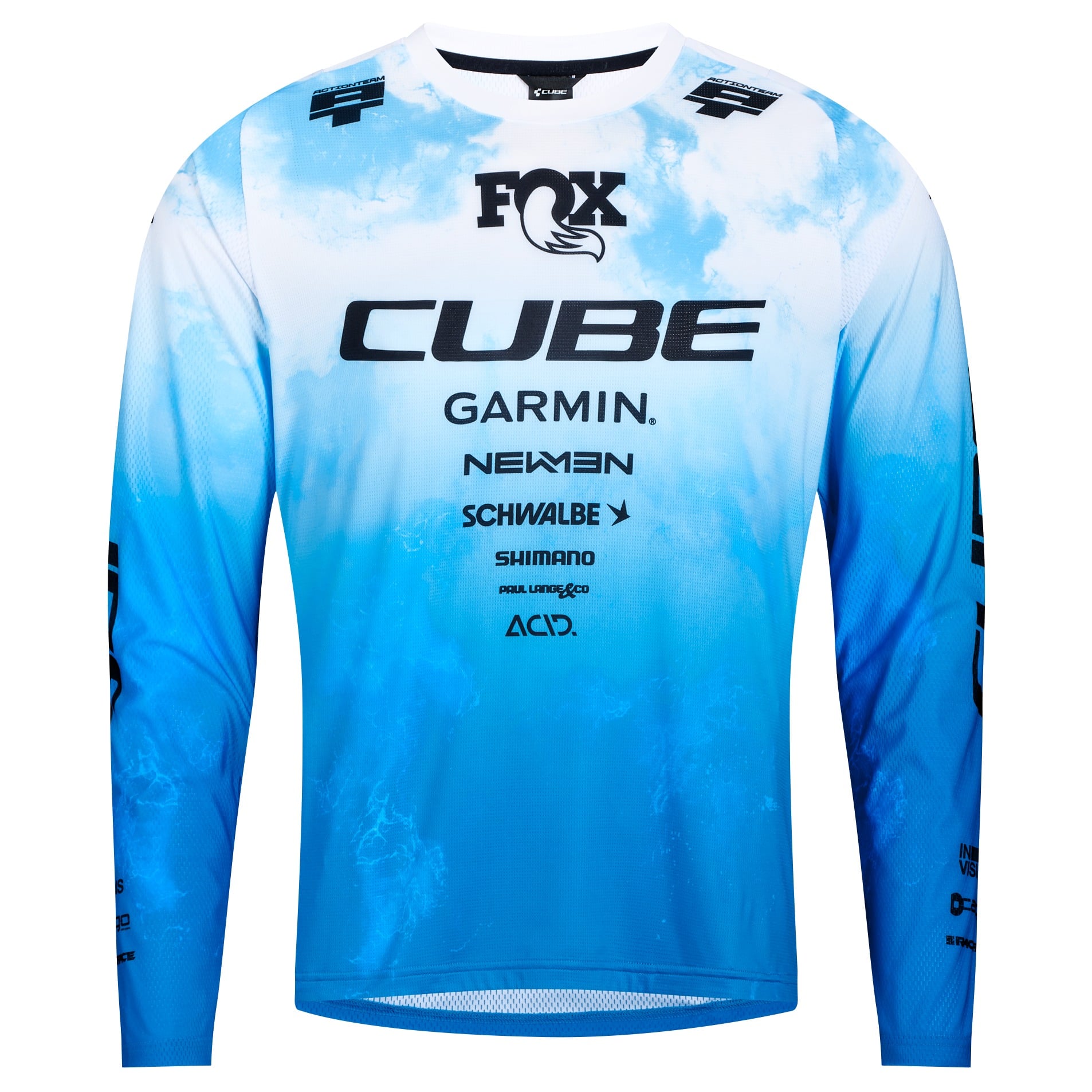 Tricou Cube Mtb X Actionteam L/S Blue/White-S
