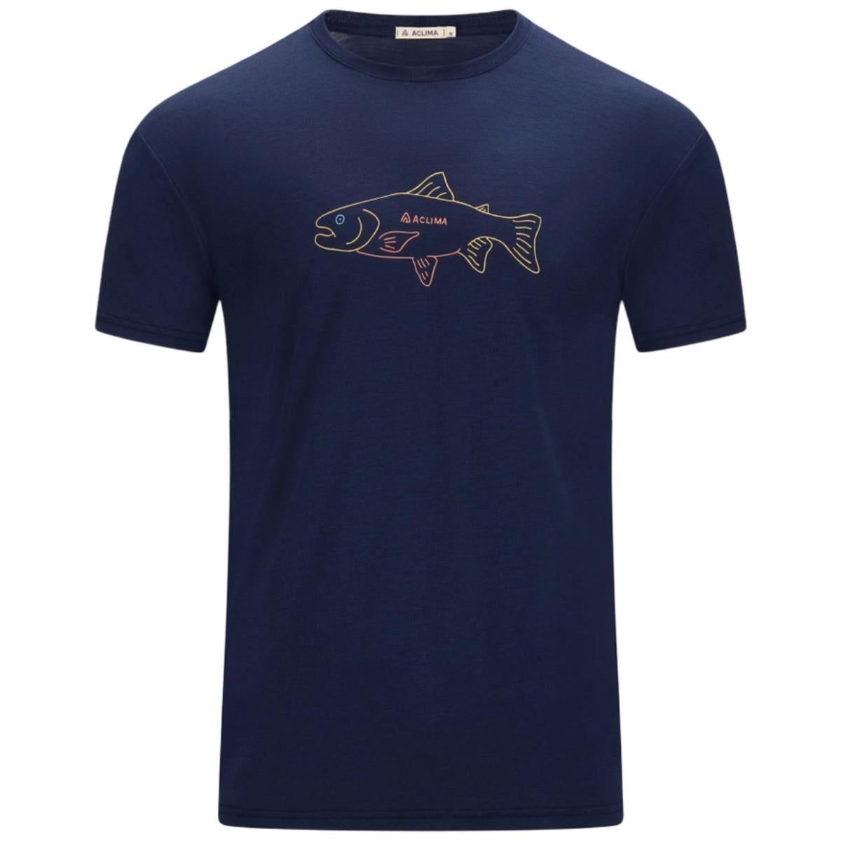 Tricou merino barbati Aclima LightWool 140 Classic Salmon-Bleumarin-S