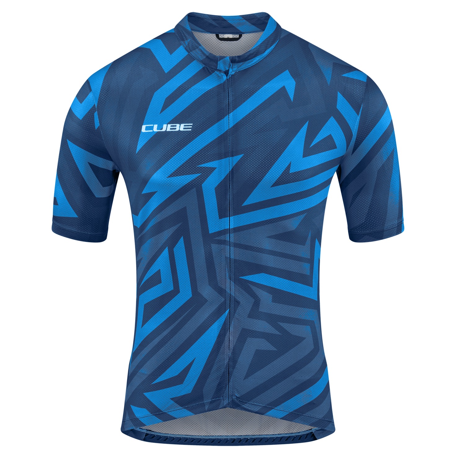 Tricou Ciclism Cube Atx Jersey Full Zip Cmpt S/S Blue-XS