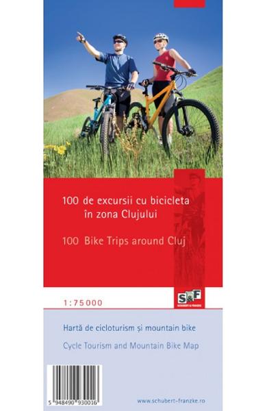 Harta de cicloturism si mountain bike 100 de excursii cu bicicleta in zona Clujului MB01