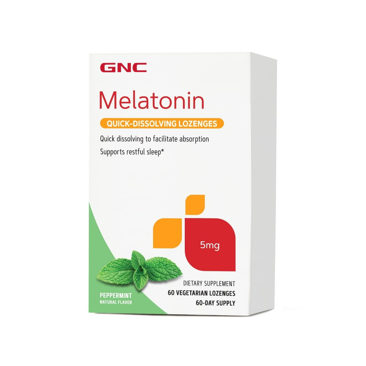 Supliment alimentar GNC Melatonina cu aroma de menta 5 mg 60 TB