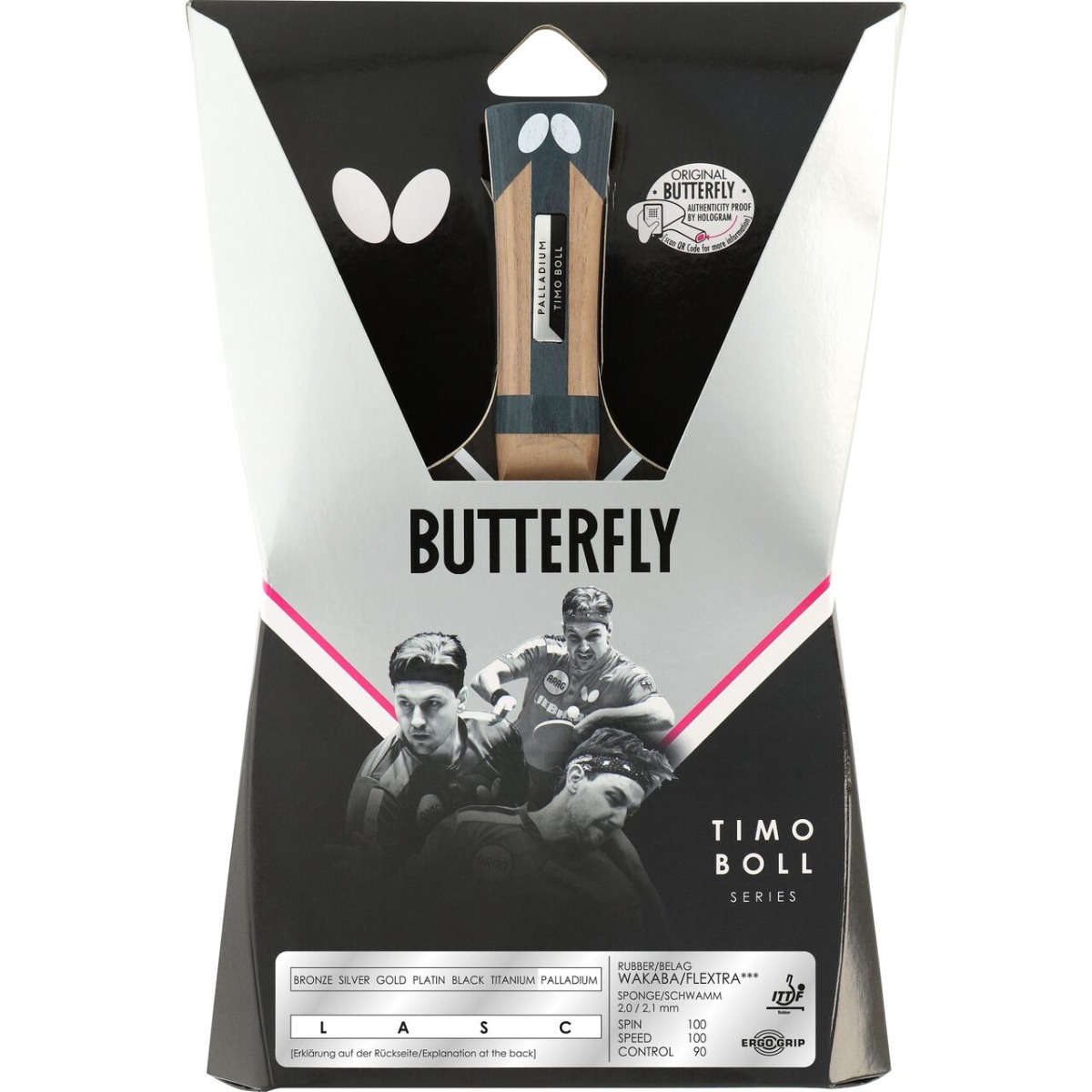 Paleta tenis de masa Butterfly Timo Boll Palladium, maner concav