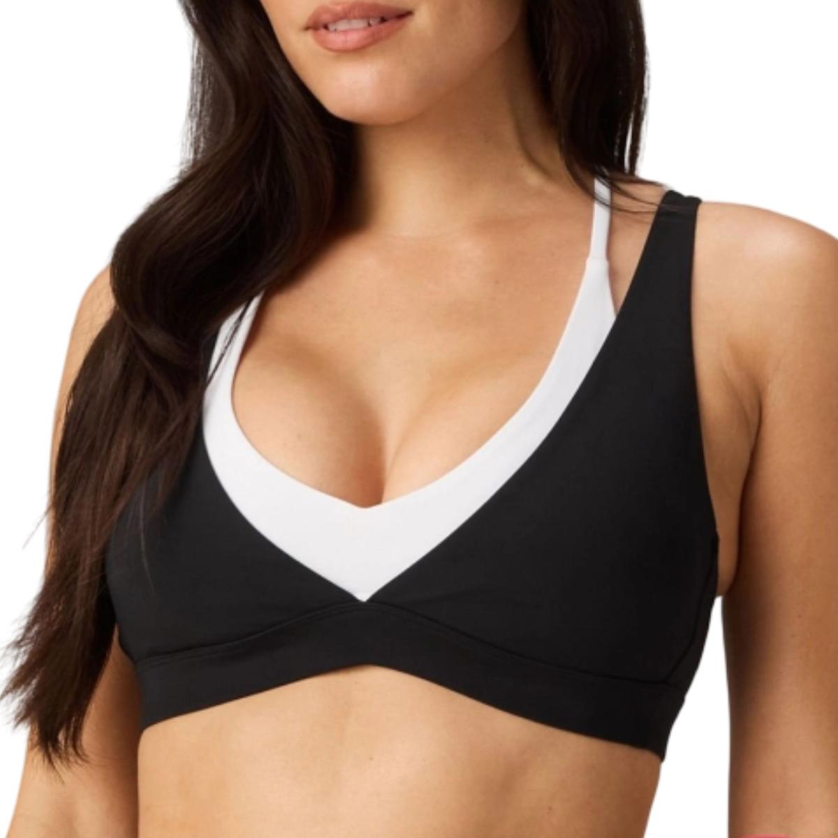 Bustiera dama Fabletics Pureluxe Double Layer Push-Up Low Impact-Negru/Alb-XS