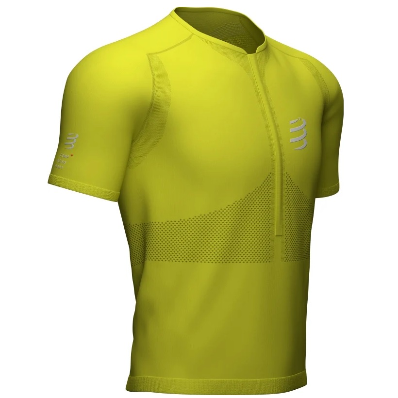 Tricou alergare barbati Compressport Trail Half-Zip-Lime-S