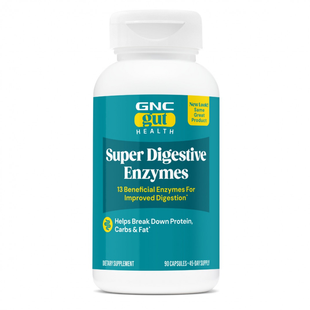 Formula premium de enzime digestive pentru sustinerea digestiei si absorbtia nutrientilor GNC Gut Health Super Digestive Enzymes, 90 cps