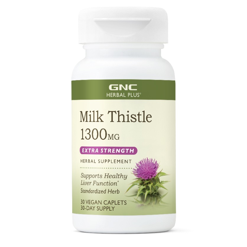 Extract standardizat de silimarina GNC Herbal Plus Milk Thistle 1300 Mg, 30 tb