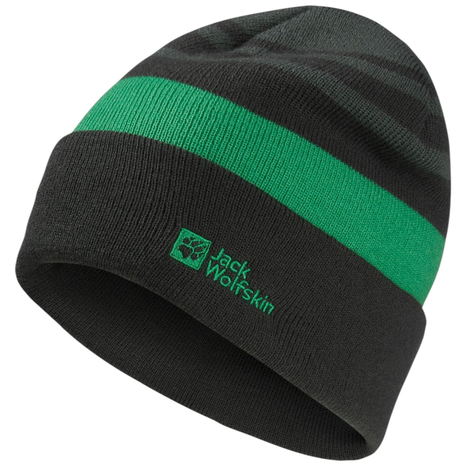 Caciula copii Jack Wolfskin Stripy FW 2025-Negru/Verde-S