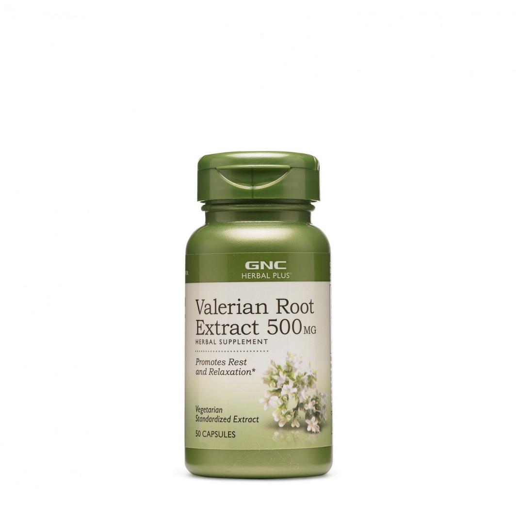 Extract standardizat din radacina de valeriana GNC Herbal Plus Valerian Root 500 Mg, 50 Cps