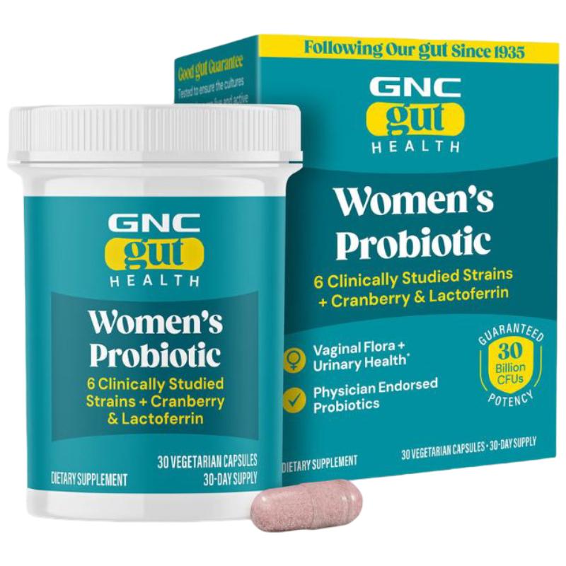 Supliment alimentar GNC Gut Health Women’s Probiotic, Probiotic LAB4 Studiat Clinic, 30 Miliarde UFC Culturi Vii cu Merisor si Lactoferrin, 30 cps