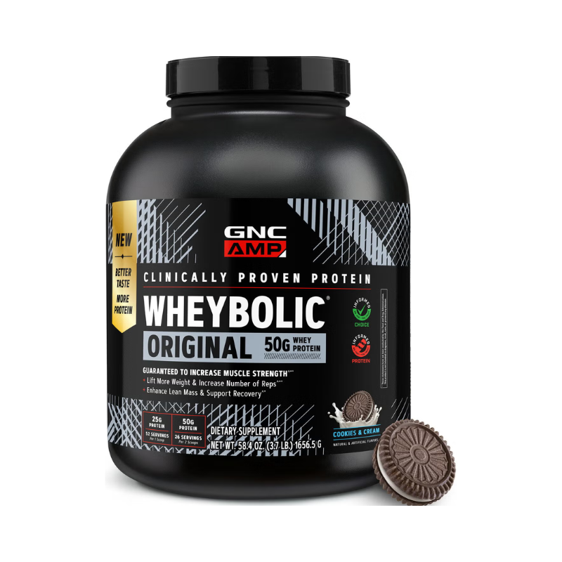 Proteina din zer GNC Amp New Wheybolic, Studiata Clinic, Cu Aroma De Biscuiti Cu Crema, 1656.5 G