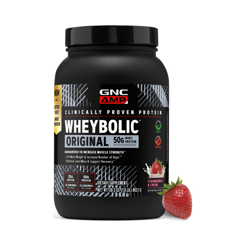 Proteina din zer GNC Amp New Wheybolic, Studiata Clinic, Cu Aroma De Capsuni, 802.1 G