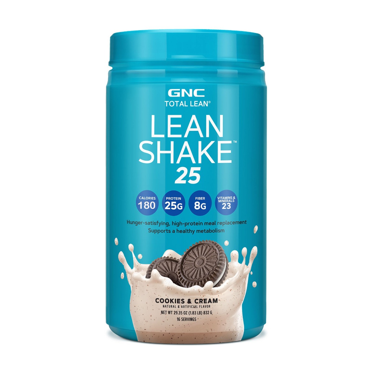 Shake proteic GNC Total Lean Lean Shake 25, Cu Aroma De Biscuiti Si Frisca, 832 G