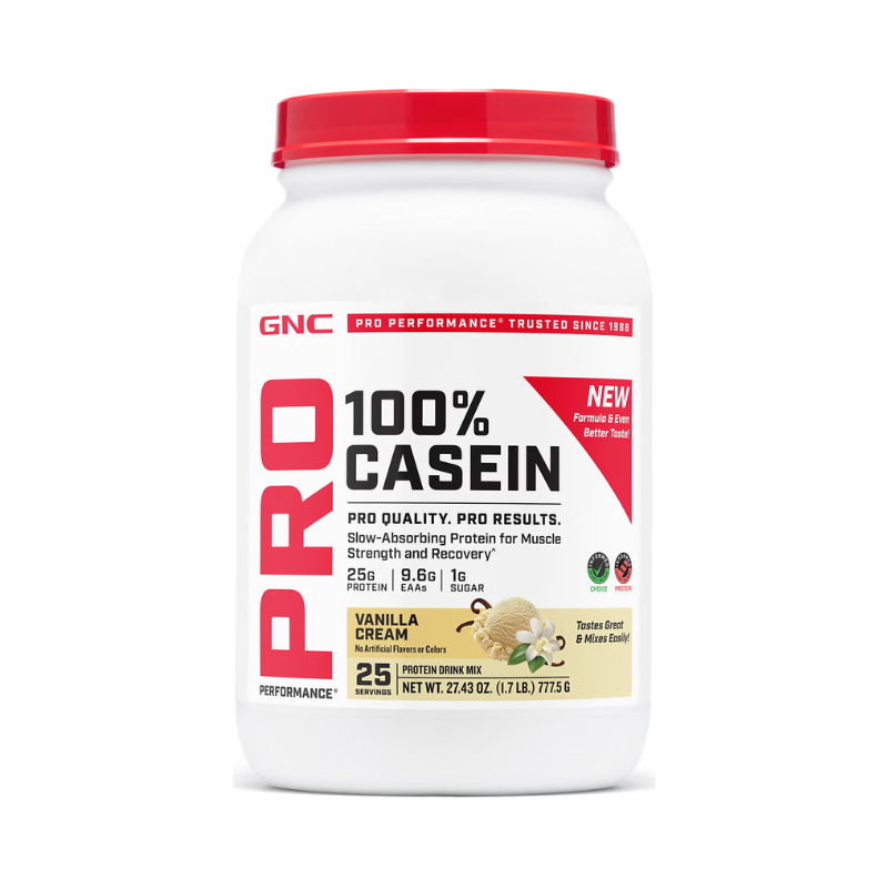 Cazeina GNC Pro Performance 100% Casein, Cu Aroma De Vanilie, Testata Antidoping, 777.5 G
