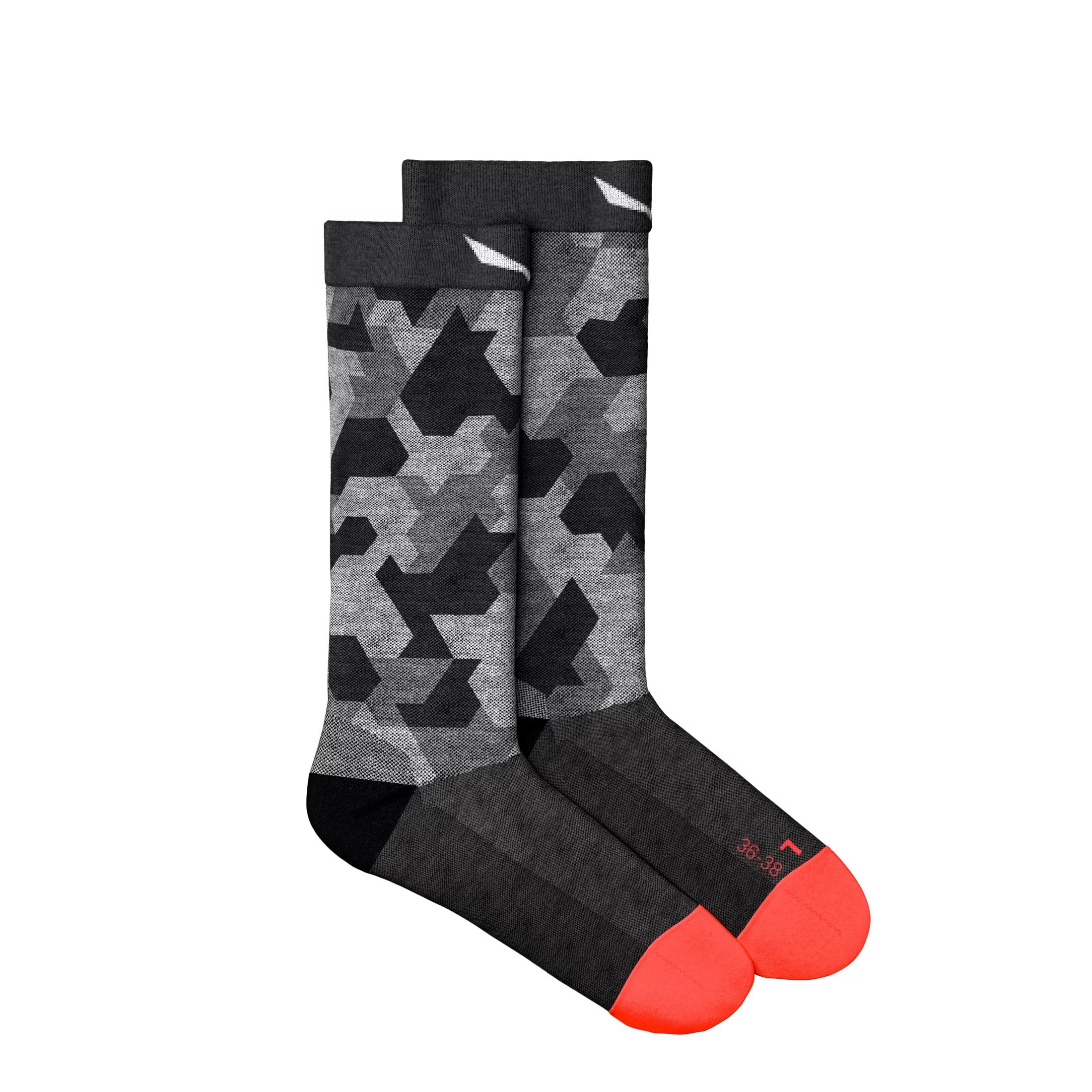 Sosete dama Salewa Pedroc Camo Merino Crew-Negru/Gri-39-41