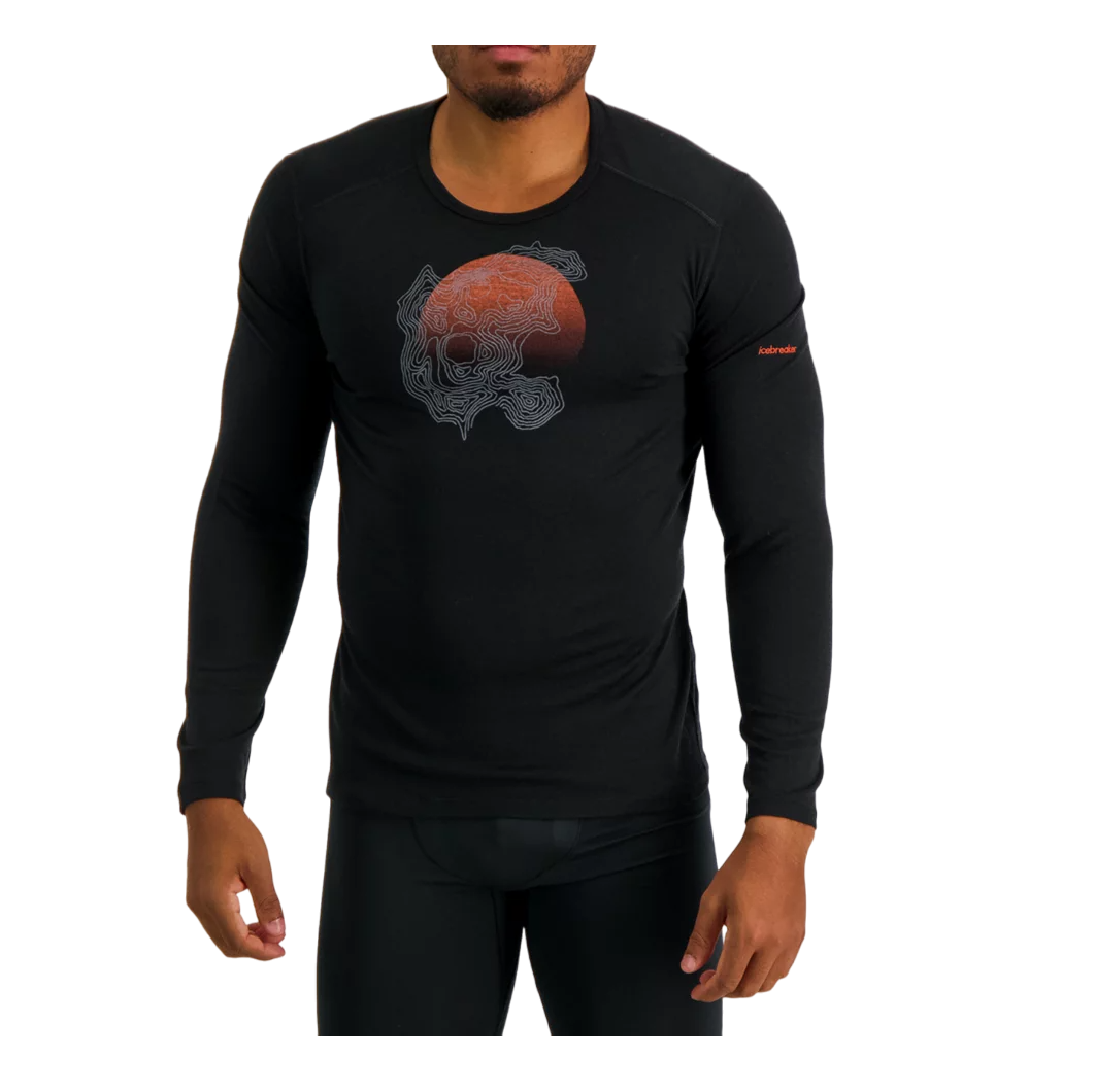 Bluza merino barbati Icebreaker 200 Oasis Crewe Thermal Ruapehu Round-Negru-S