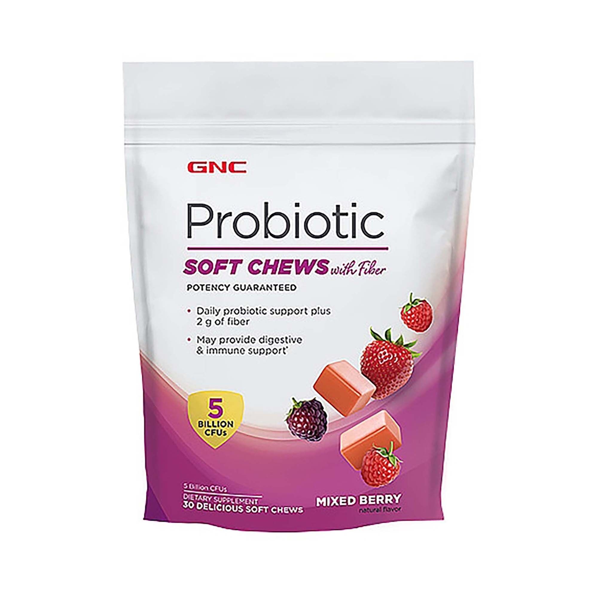 Probiotice caramele cu fibre GNC Probiotic Soft Chews With Fiber, Cu Aroma De Fructe, 30 Caramele