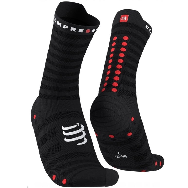 Sosete compresie alergare Compressport Pro Racing v4.0 Ultralight Run High-Negru/Rosu-T1