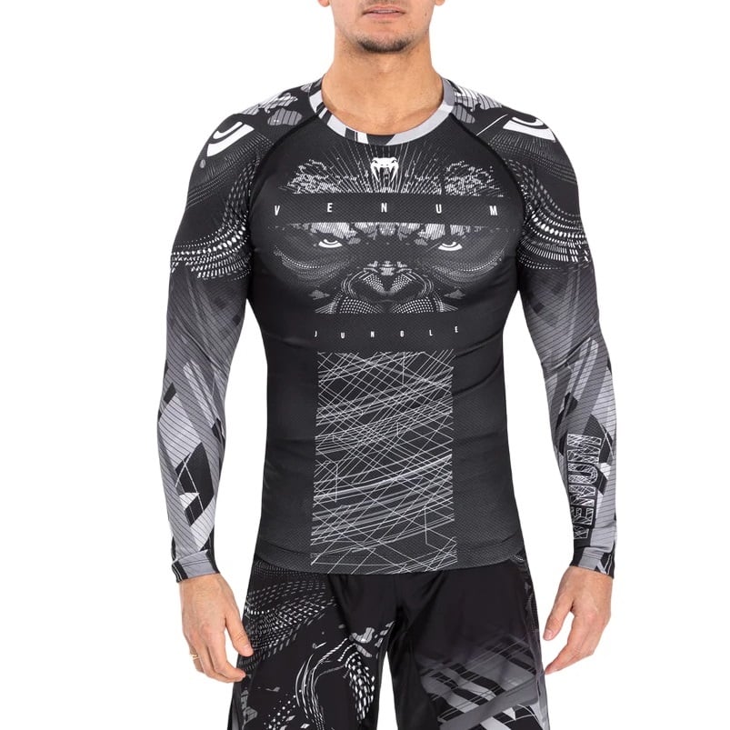 Bluza compresie barbati Venum Gorilla Jungle-Negru/Alb-M