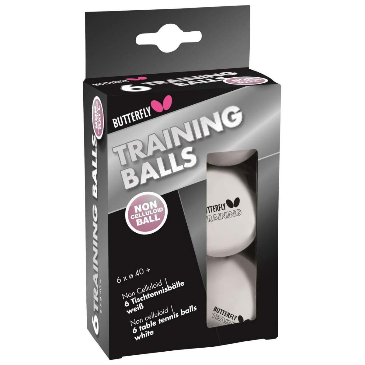 Set 6 mingi antrenament tenis de masa Butterfly, albe, 40+