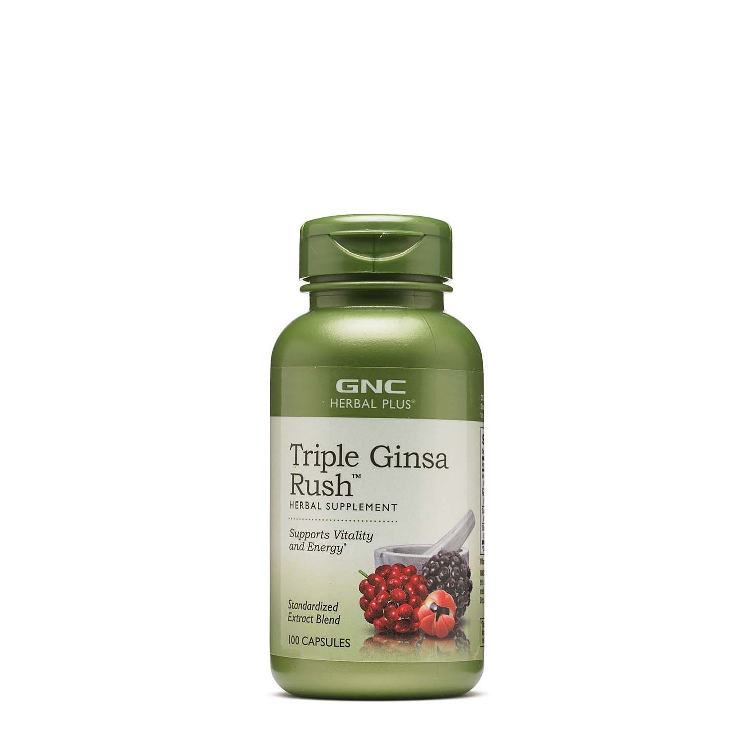 Extract standardizat din 3 tipuri de ginseng GNC Herbal Plus Triple Ginsa Rush, 100 Cps