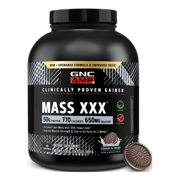 Cu aroma de biscuiti si frisca GNC Amp Mass, Gainer Proteic 2691 Gr